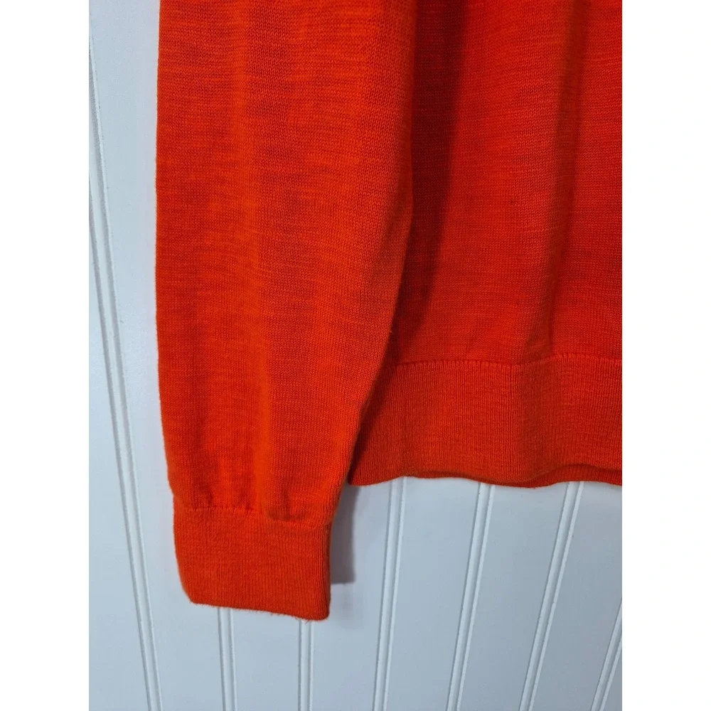 Banana Republic Mens Orange Cotton Slub Raglan Crewneck Sweater Medium Preppy